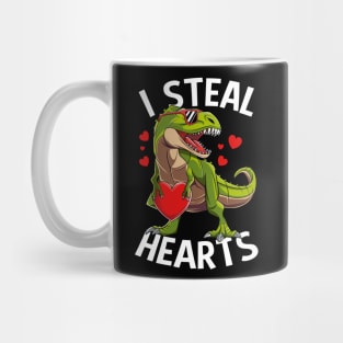 Dinosaur T Rex I Steal Heart Happy Valentines Day Gift Mug